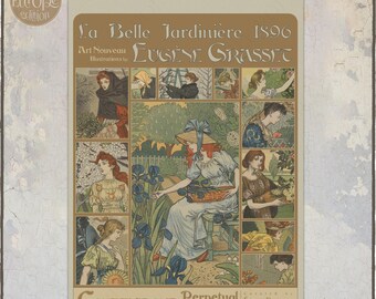Art Nouveau Perpetual Calendar : La Belle Jardiniere, Zodiac Illustrations 4020101-EU