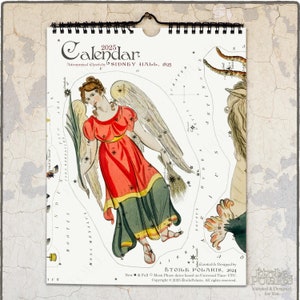 Sterrenbeeldkalender 2025, astronomische kaartillustraties door Sidney Hall, 1825 / maandelijkse wandkalender