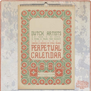 Art Nouveau Perpetual Calendar for Birthday, Anniversary & Celebration Dates / Dutch Artists 1905-1907 / A3, TABLOID Size Undated Planner