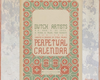 Art Nouveau Perpetual Calendar for Birthday, Anniversary & Celebration Dates / Dutch Artists 1905-1907 / A3, TABLOID Size Undated Planner