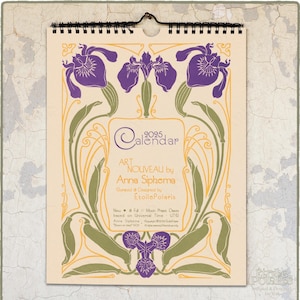 Calendario Art Nouveau 2025 / Ilustraciones de arte de la década de 1900 de Anna Sipkema / Calendario de pared mensual con motivos florales - Tamaño A4, carta