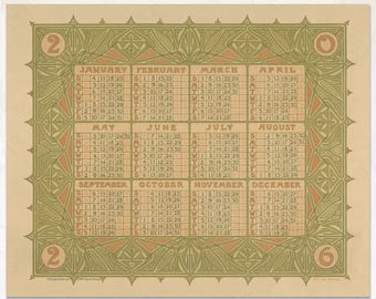 2026 Art Nouveau Calendar Poster: Year at a Glance 0100101-NY