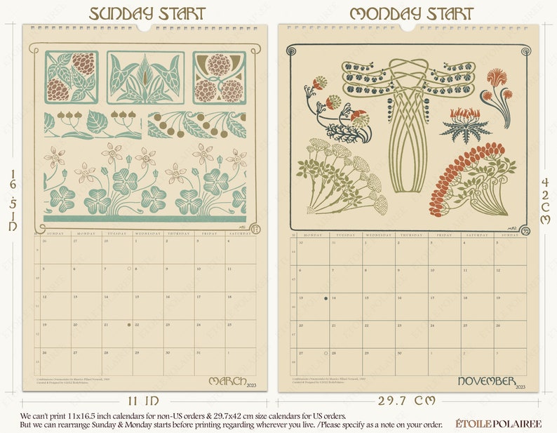Art Nouveau Calendar 2024 / Art Illustrations by Maurice Etsy