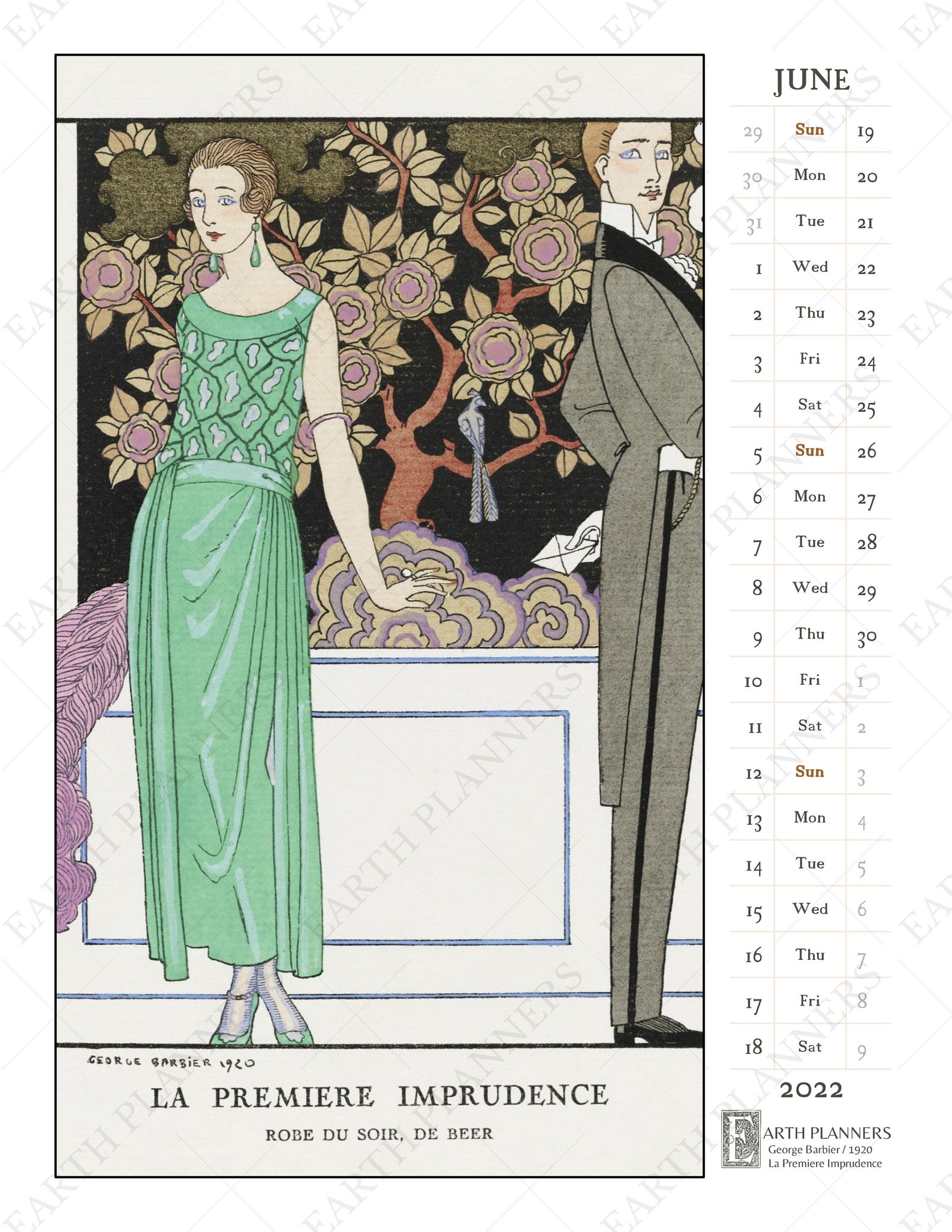 Art Deco Wall Calendar 2022 Printable / 1920s Dress & Antique Etsy