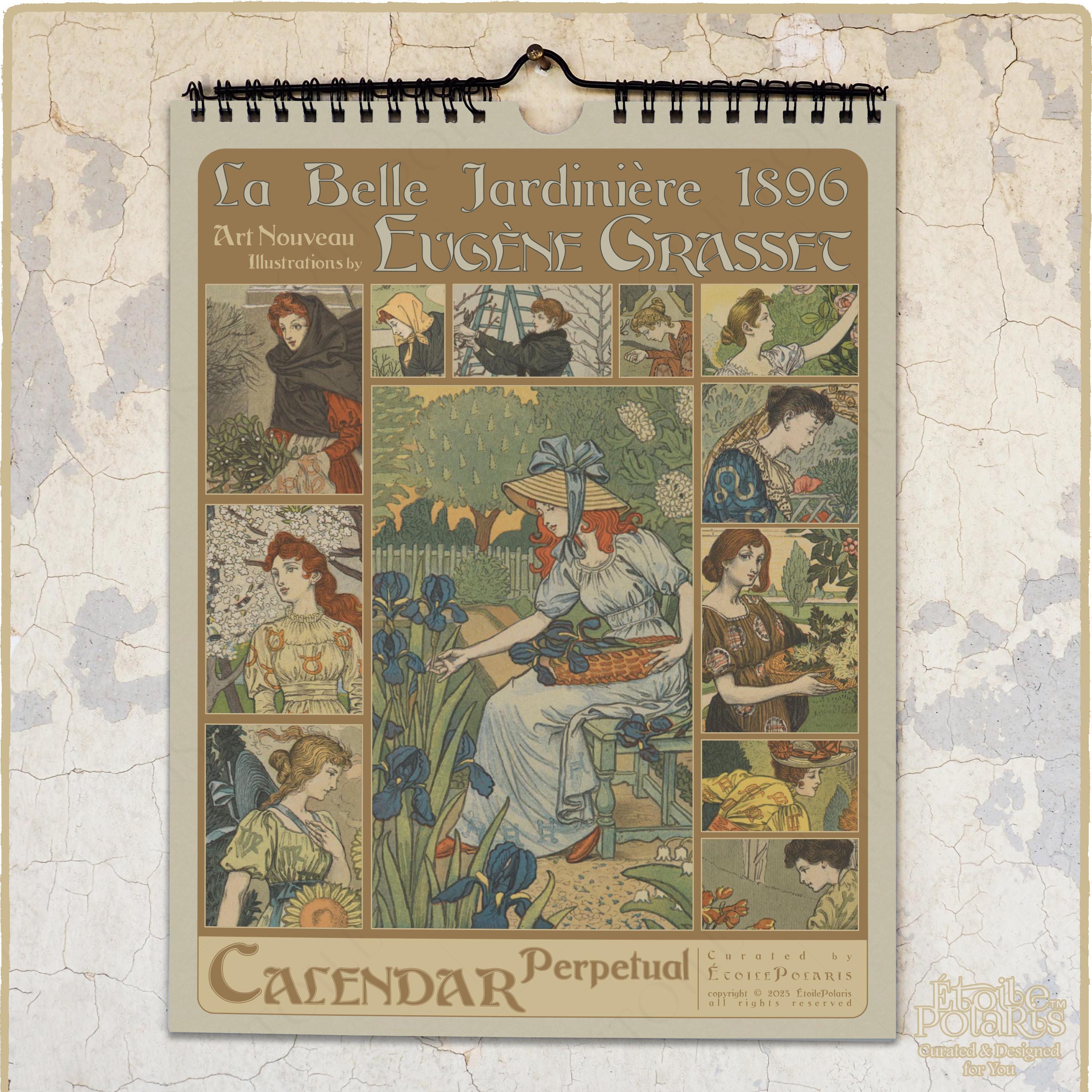 Art Nouveau Perpetual Calendar : La Belle Jardiniere, Zodiac