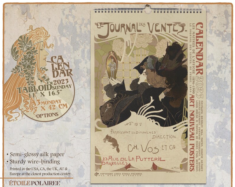 Art Nouveau Poster Calendar 2023 Les Ma tres De Etsy