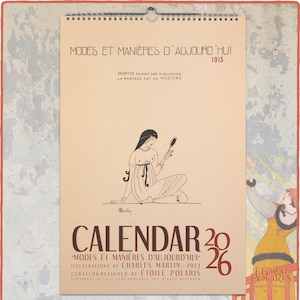 Art Deco 2026 Calendar : Charles Martin Fashion Illustrations, Monthly Wall Planner 0050303-NY