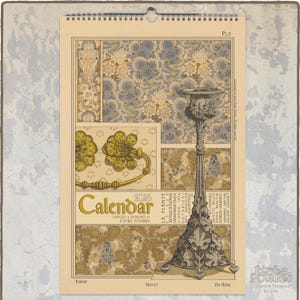 2026 Art Nouveau Botanical Calendar : M.P. Verneuil Floral Illustrations - A3/Tabloid Size 0050114-NY