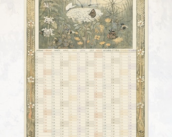 2026 Wall Planner / Art Nouveau Nature Illustrations by Theo van Hoytema, 1910 / 0080003-NY