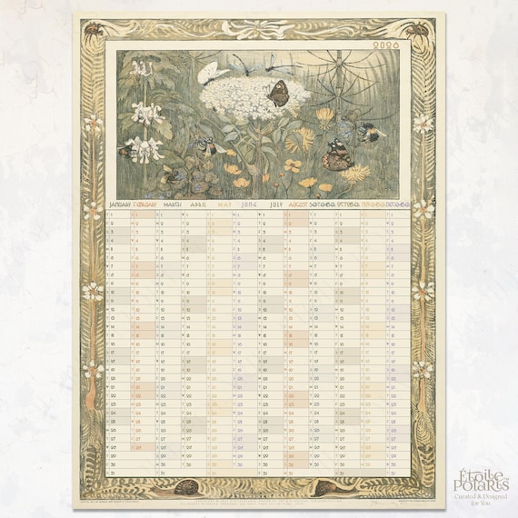 2026 Wall Planner / Art Nouveau Nature Illustrations by Theo van Hoytema, 1910 / 0080003-NY