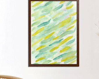Arte mural abstracto en acuarela azul agua / Impresión de pintura de acuarela original / Decoración abstracta para dormitorio, sala de estar ecléctica
