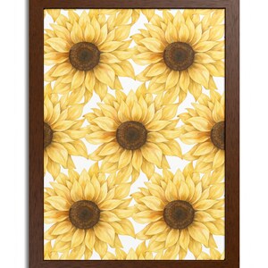 Sunflower Wood Framed Poster | Hand-Drawn Flower by Artist, Wall Art Home Decor, Floral Themed Art, Botanical Flower Gift, Garden Flowers