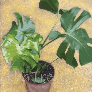 Monstera Print, Philodendron Wall Art; Plant Art Print, Plant Wall Decor, Philodendron Art Print, Monstera Instant Download