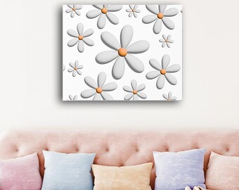 Impresión giclée de margaritas de bellas artes, decoración de pared moderna para habitación infantil, decoración caprichosa con margaritas para el hogar, flores botánicas, decoración primaveral con margaritas, arte para apartamentos