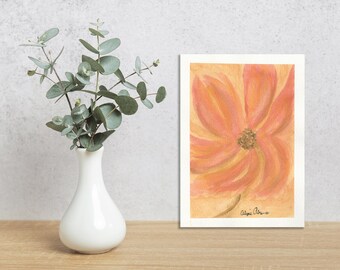 Pintura original de flores de coral en acuarela de 5 x 7 pulgadas / Arte floral para pared / Decoración botánica para el hogar / Arte floral fluido / Impresión artística inspirada en la naturaleza