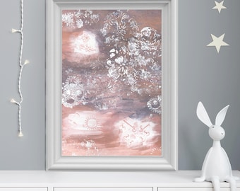 Acuarela original (descarga digital), lámina de arte abstracto y original, decoración para la habitación infantil, diseño de interiores bohemio, lámina contemporánea.