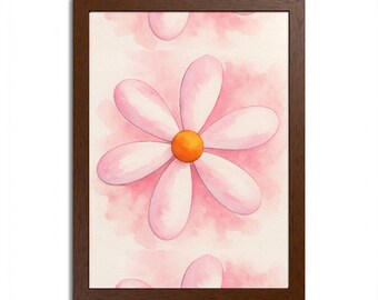 Póster floral rosa con marco de madera, diseño floral, arte mural floral, decoración primaveral, galería floral para el hogar, regalo para ella, amante de la naturaleza.
