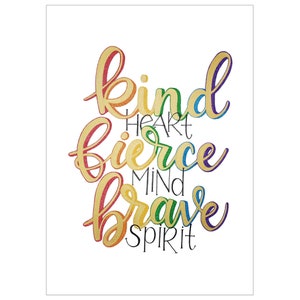 Cuore gentile, mente feroce, spirito coraggioso - Carte 5x7 con buste - Stampe d'arte - Biglietti di incoraggiamento