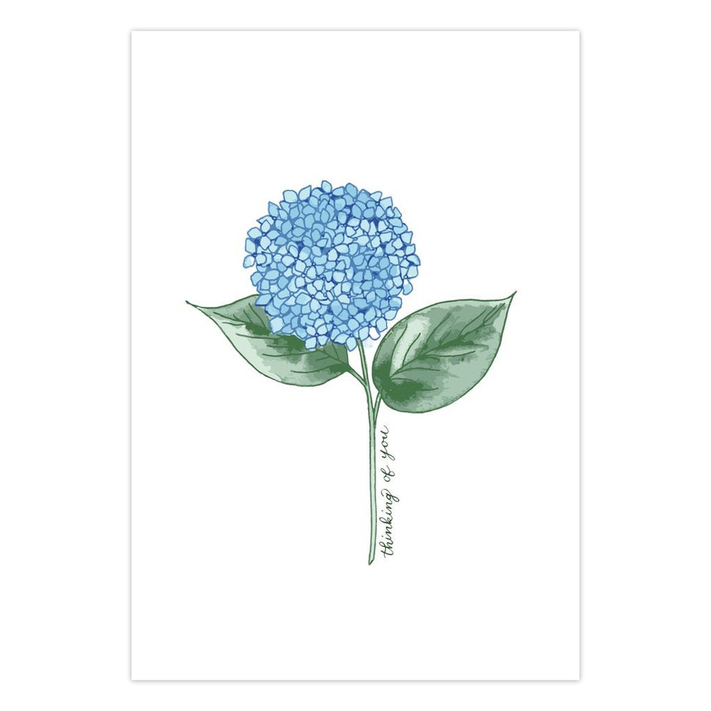 Hydrangea Thinking of You Cards: Botanical Watercolor Stationery - Etsy