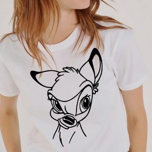 Cute Deer Line Art PNG, Minimalist Animal Design for Sublimation, Kawaii Baby Deer Clipart, Sweet Outline Graphic for Shirts