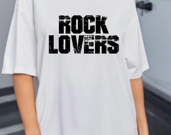 Rock Lovers PNG, Distressed Typography Clipart (Digital Download)