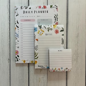 Wildflower Planning Set | Daily Planner + Notepad + Memo Pad | 3-Piece Set