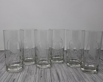 Vintage Etched Americana Tumblers - Set of Six, Liberty Bell & Eagle