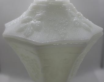 Vintage 1950s Anchor Hocking Milk Glass Compote Bowl – Harvest Grape Pedestal Candy Dish