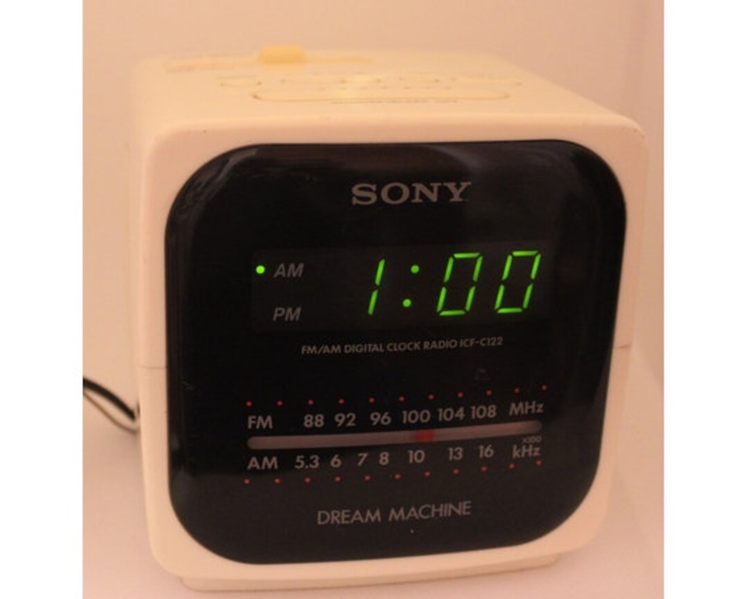 Vintage Sony Dream Machine Cube Alarm Clock Am Fm Radio Model ICFC122 Green LED Etsy