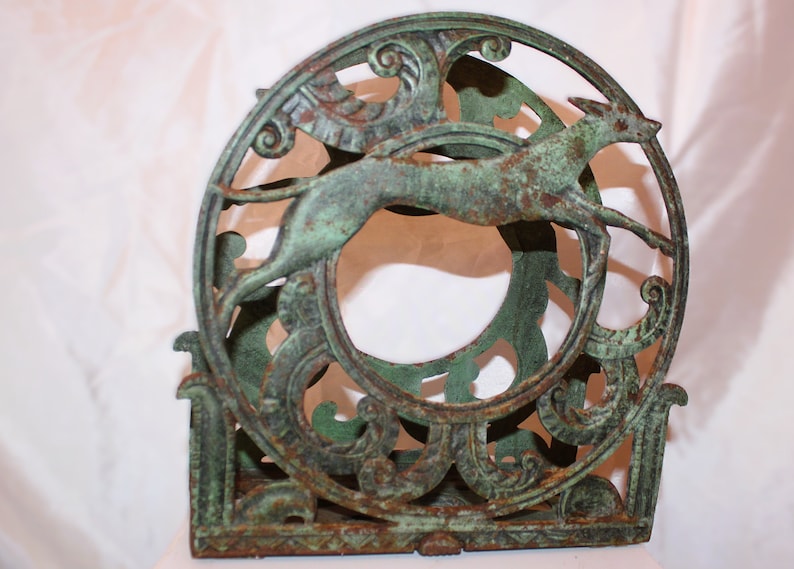 Antique 1920's Cast Iron Art Deco Style Greyhound Magazine Rack Etsy
