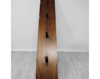 Vintage Scheibe Pine Wood 4-Peg Wall Rack - Mug or Coat Holder