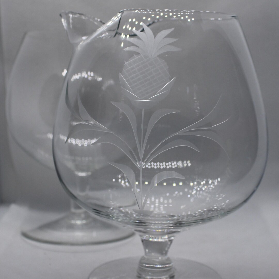 Set of 3 Brandy Snifters - Large Etched Brandy Snifter With Pour Spout ...