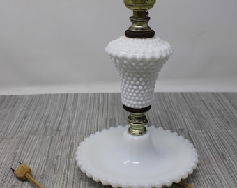 Vintage Hobnail Milk Glass Lamp Trinket Tray Bottom