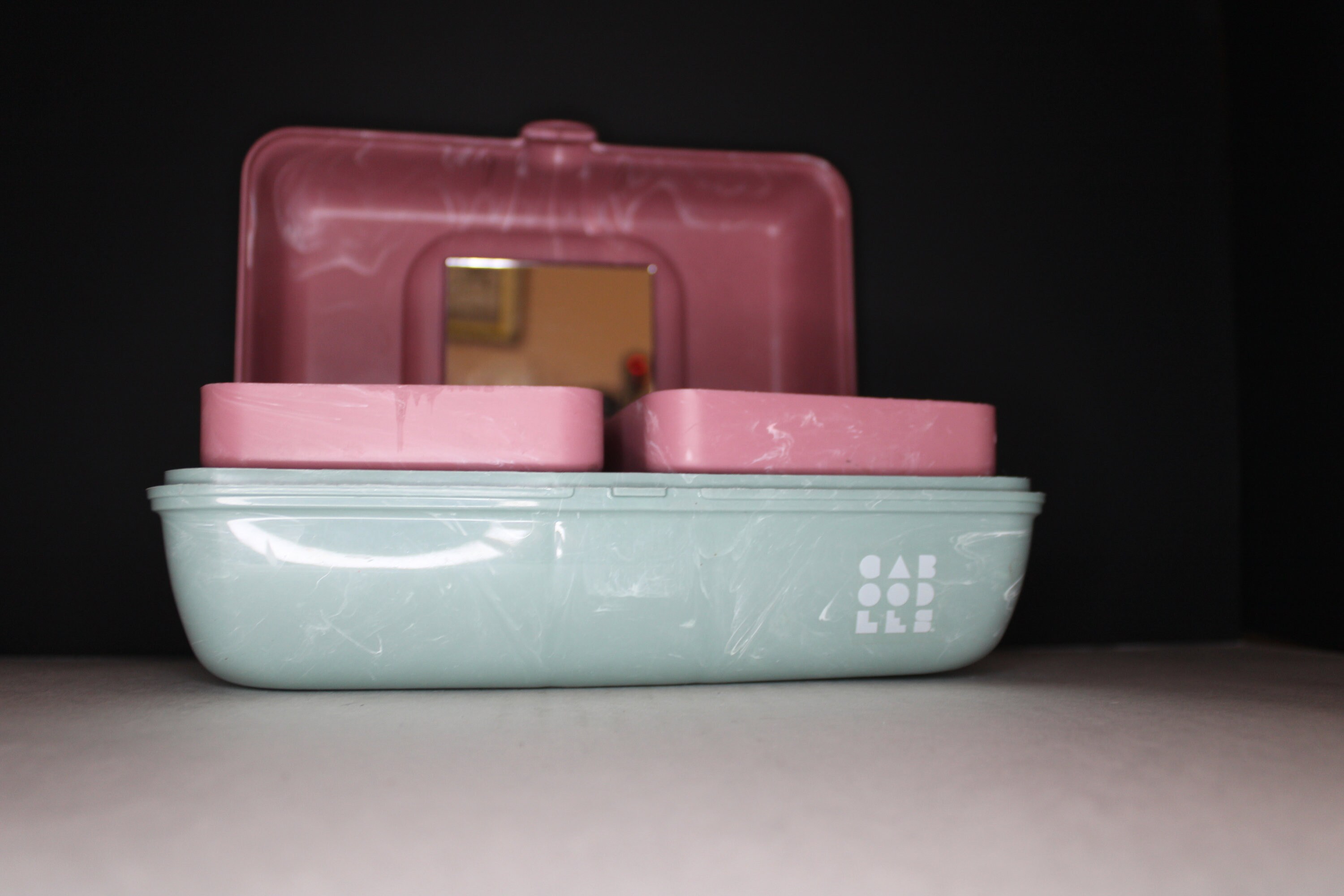 Vintage Mini Caboodles Case Pink and Aqua Blue Marbled Small Caboodles Case Etsy