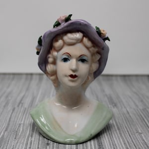 Vintage Lady Head Ceramic Bust Vase - Lady Head Planter
