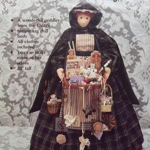 Handmade Notion Nanny Doll from Gooseberry Hill Pattern - Vintage Handmade Doll - Vintage Stitched - Unique Crafting Doll - Peddler Doll