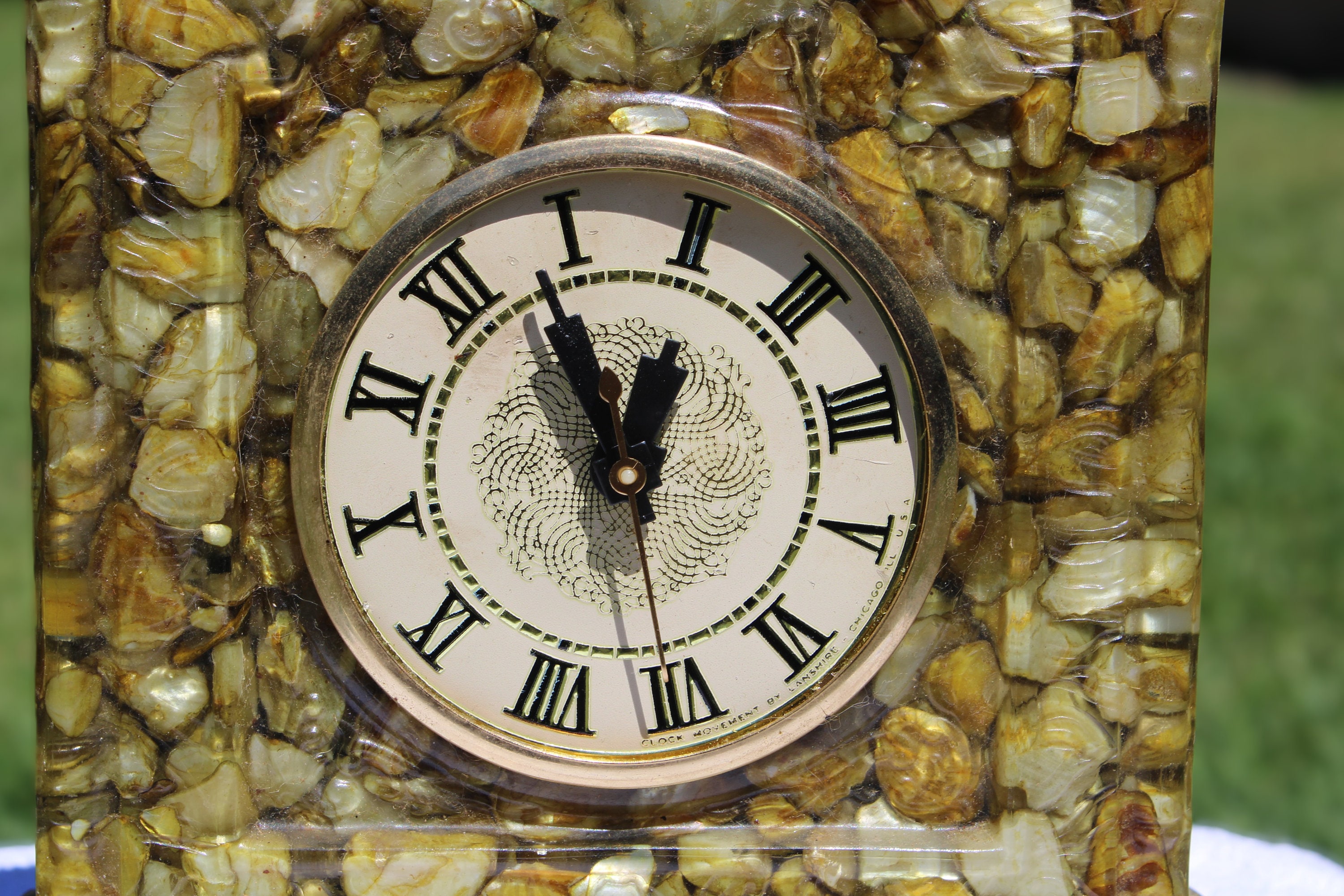 Mid Century Resin Clock Vomit Clock Lanshire Electric Mantle Clock MCM