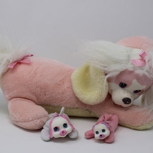 Puppy Surprise Pink & Off White Vintage 1991 Hasbro Plush 90s Mother Dog - Vintage Puppy Surprise Mom Dog - 2 Puppies - No Collar