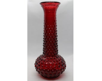 Vintage Red E.O. Brody Co. Hobnail Bud Vase - Hobnail Red Transfer Film Bud Vase - Made in USA