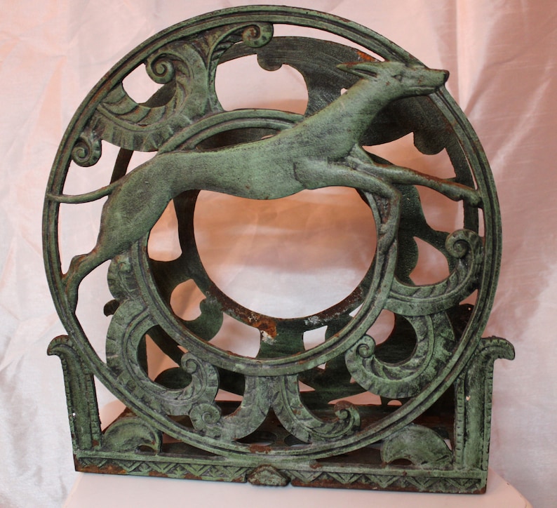 Antique 1920's Cast Iron Art Deco Style Greyhound Magazine Rack Etsy