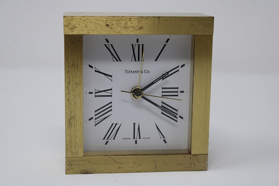 Vintage Tiffany & Co. Portfolio Brass Quartz Roman Numeral Desk