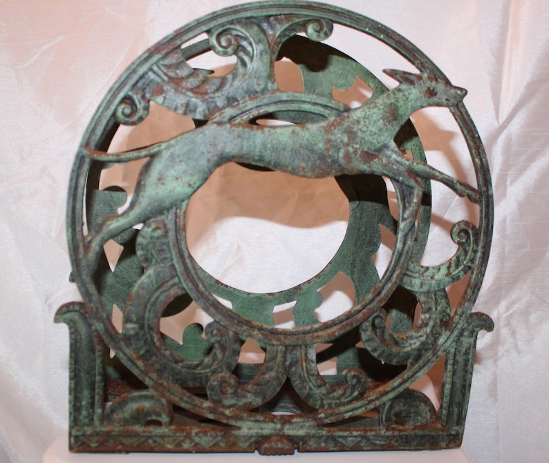 Antique 1920's Cast Iron Art Deco Style Greyhound Magazine Rack Etsy