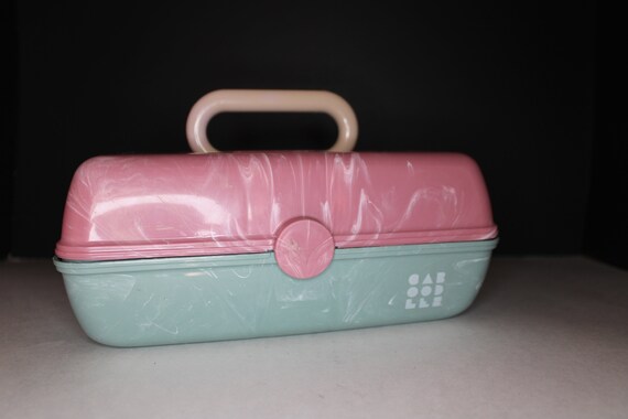 Mini Caboodle Case w/ Mirror & Swing Trays Blue/white/pink
