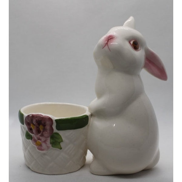 1980 AVON Bunny with Planter Votive Holder - White Rabbit Candle Holder - Succulent Holder - Vintage Avon - Easter