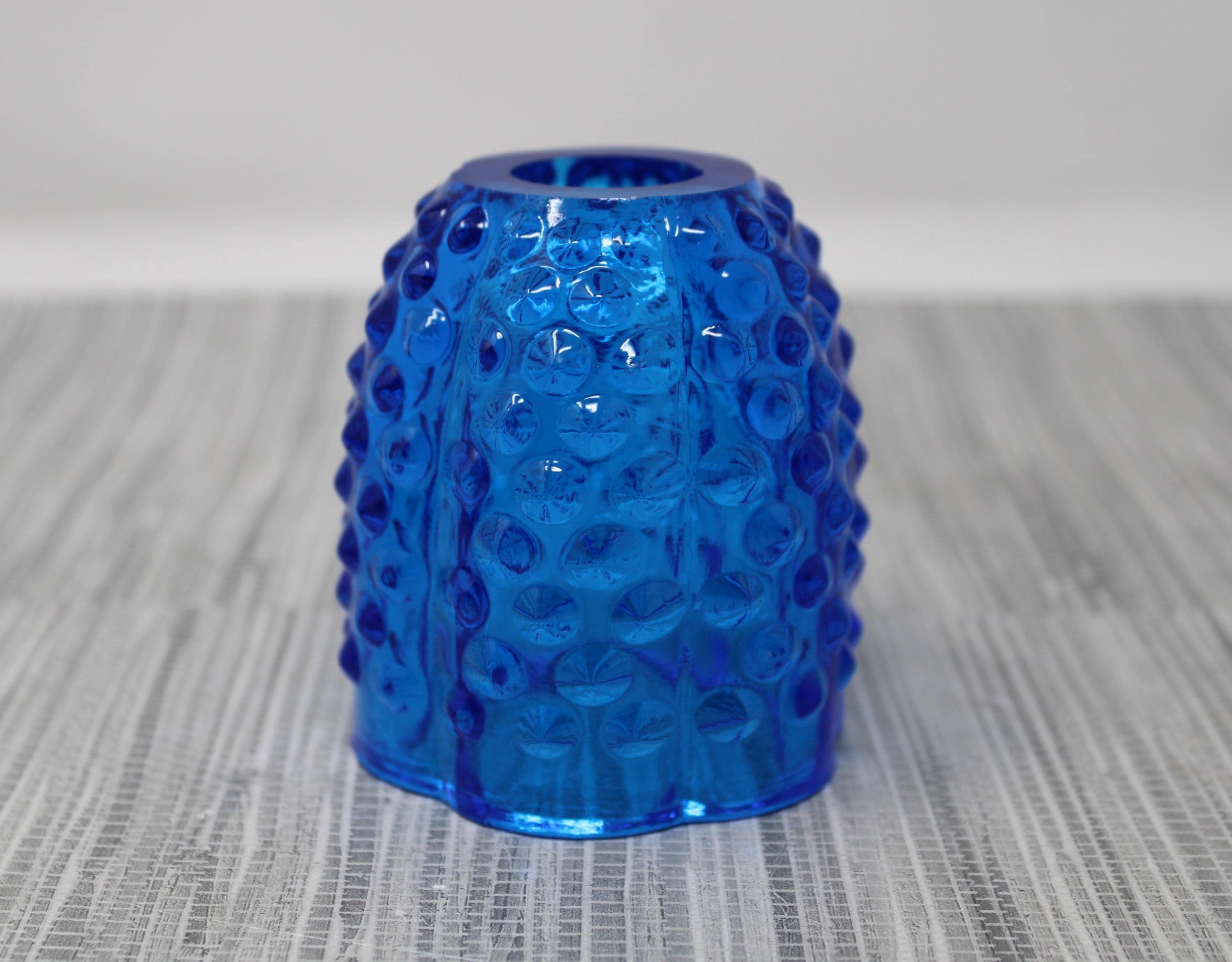 Vintage Fenton Colonial Blue Hobnail Fairy Lamp Shade - Top Only