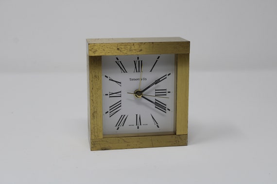 Vintage Tiffany & Co. Portfolio Brass Quartz Roman Numeral Desk