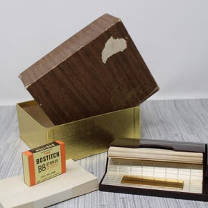 Vintage Bostitch Memo Stapler Set - MCM Desk Organizer with Engrave-able Plate
