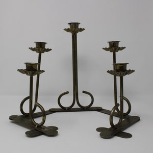 Vintage Mid Century Brass Candelabra Adjustable Folding 5 Brass Candlestick Holder