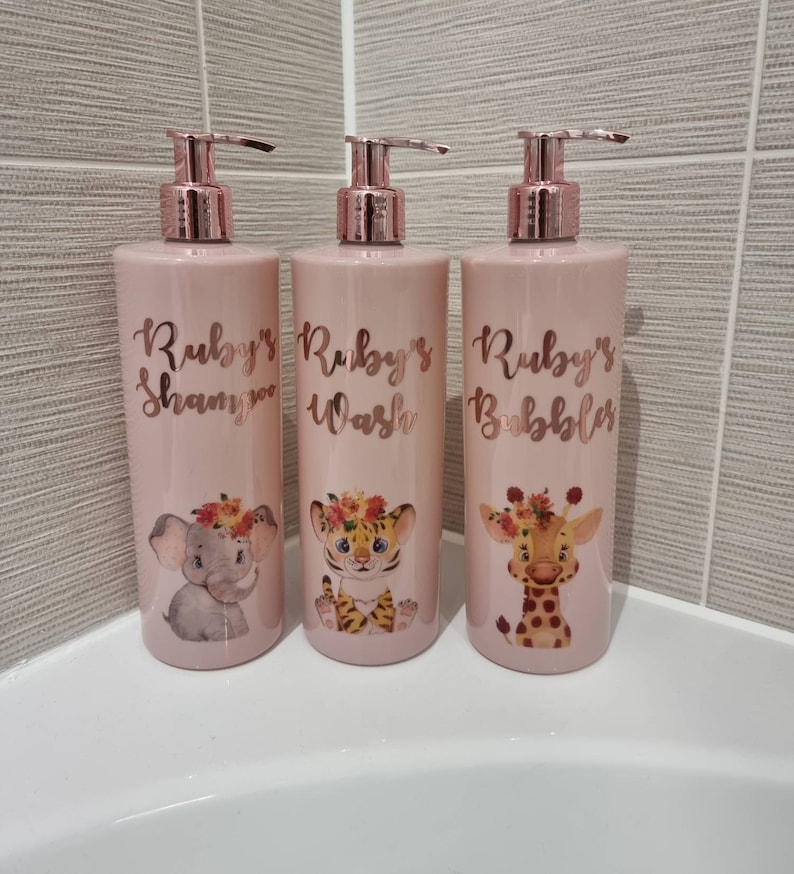 Baby Pump Bottles 500ml Pink Reuseable Bathroom Decor Shampoo Etsy UK