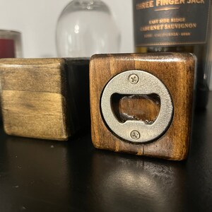 Cube Bottle Opener - Stained Wood